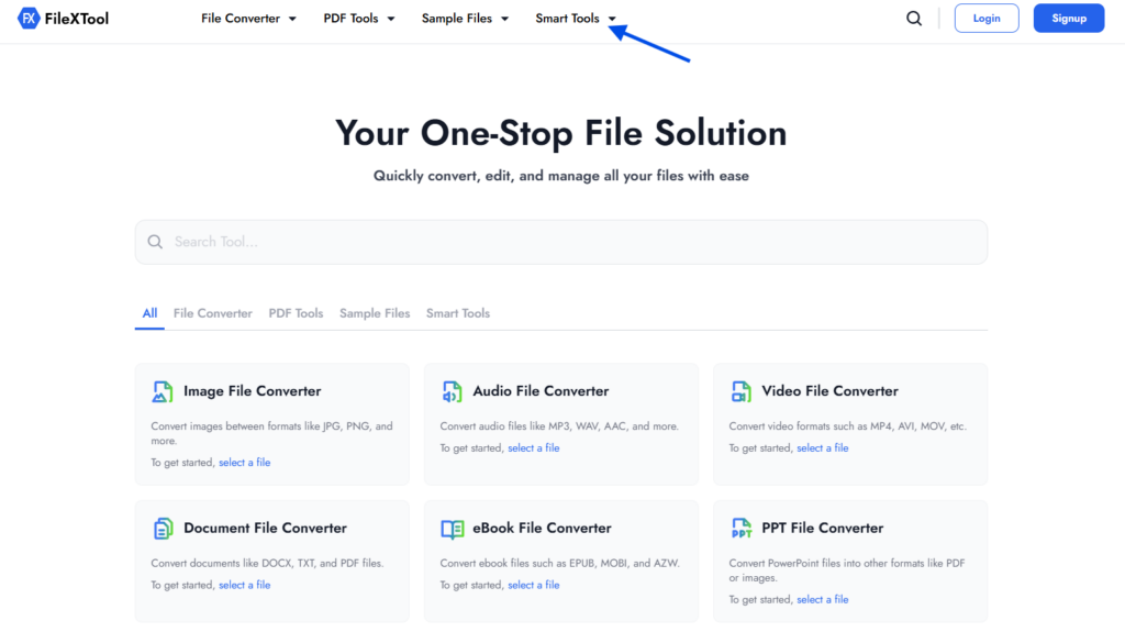 step 2 : click on the smart tools option