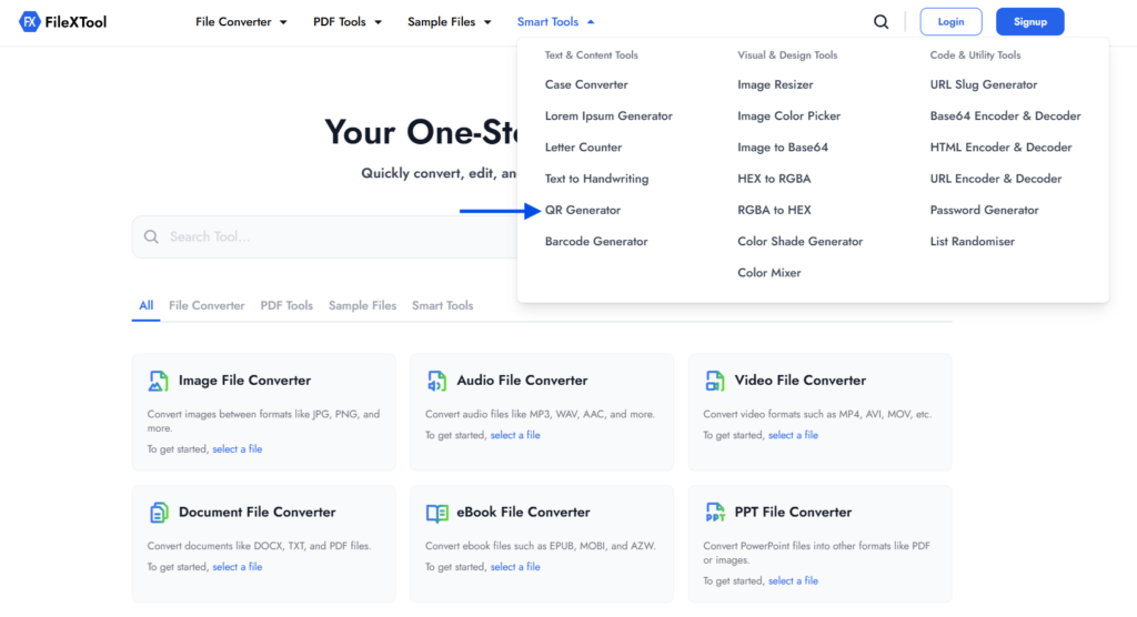 step 3 : select the qr generator option