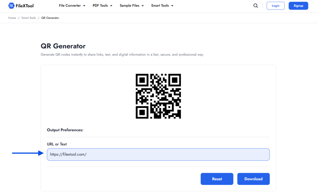 step 4 : enter your url or text