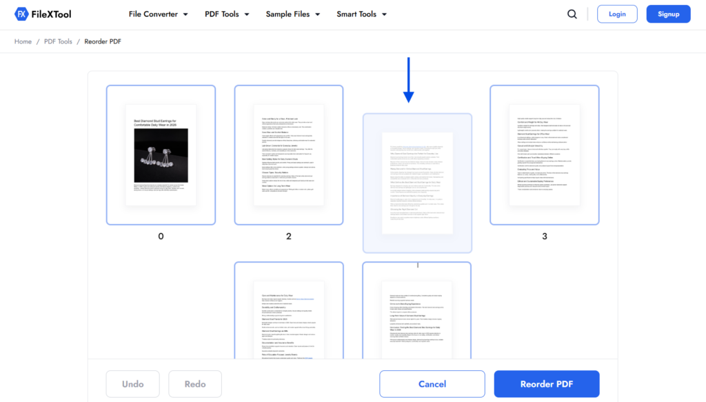 step 6 drag and drop the pdf pages to reorder
