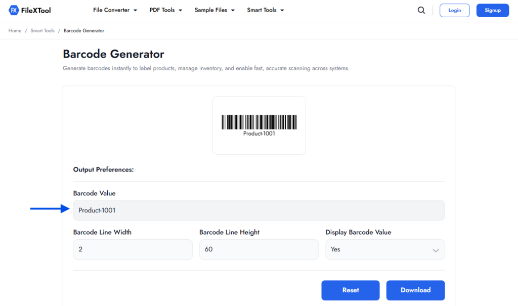 Step 4 Enter the Barcode Value