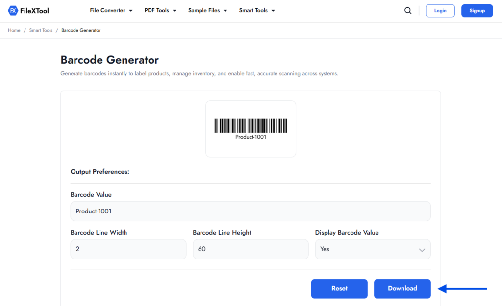 Step 6 Click on Download how to generate barcode