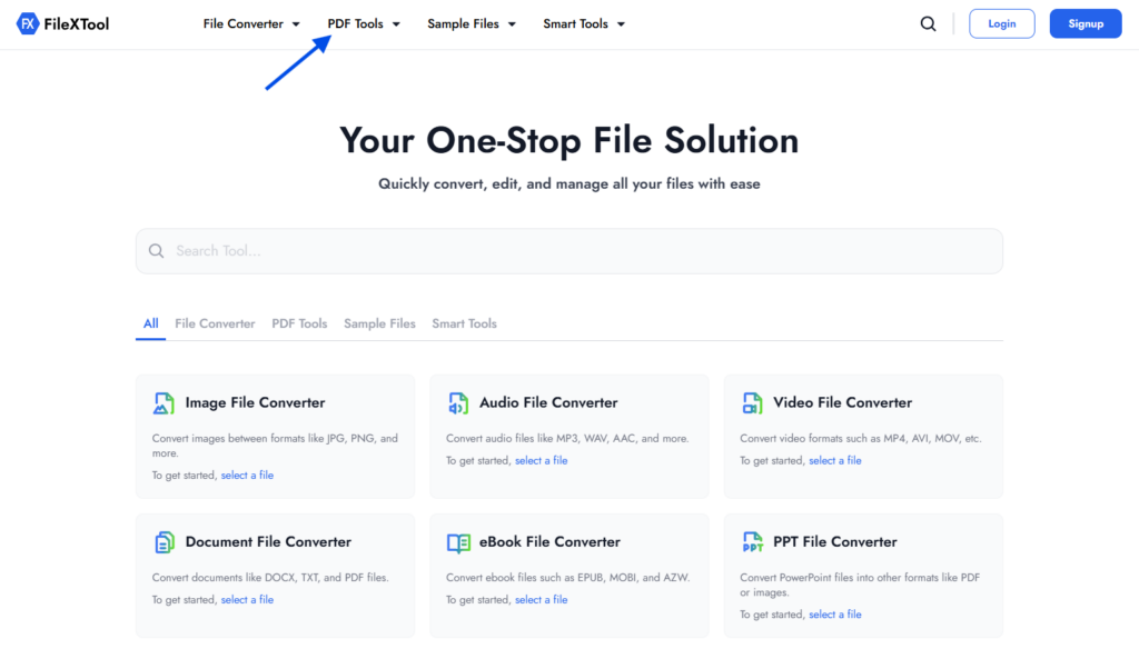 Step 2 Click on the PDF Tools Option
