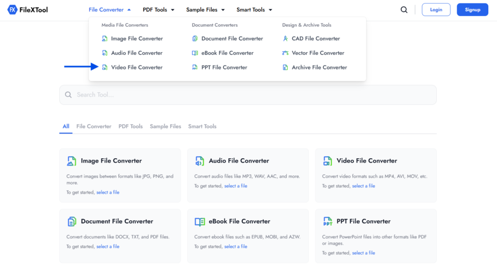 step 3 select video file converter option