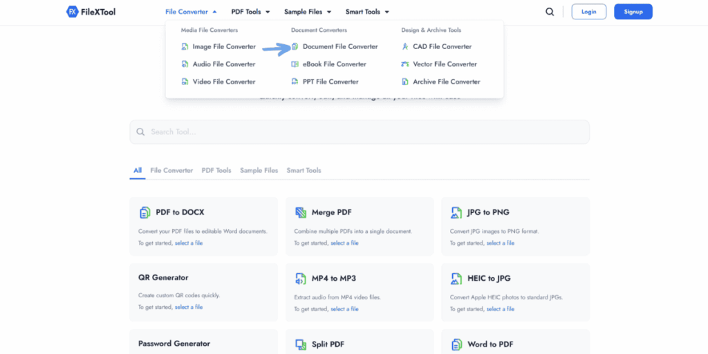 go to the document file converter