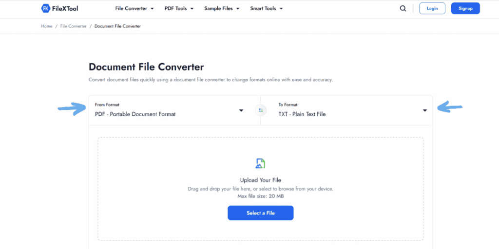 select pdf in from format and txt in to format