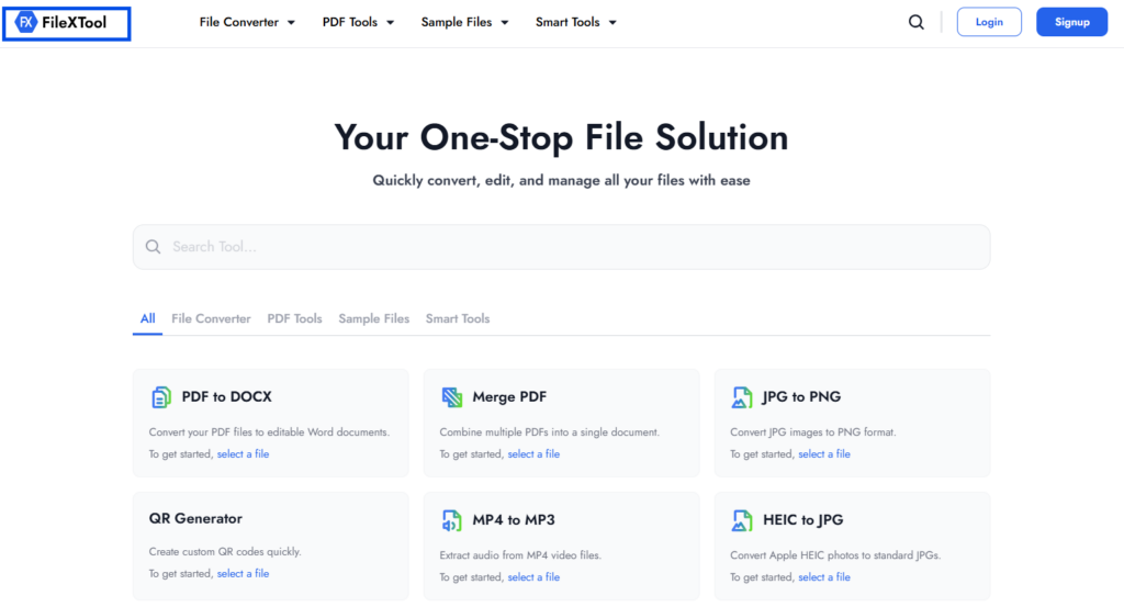 step 1 open the filextool website - how to convert JPG to PNG 
