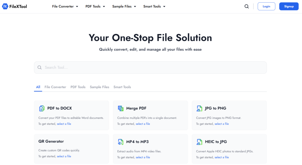 step 1 open the filextool website how to add page numbers to PDF