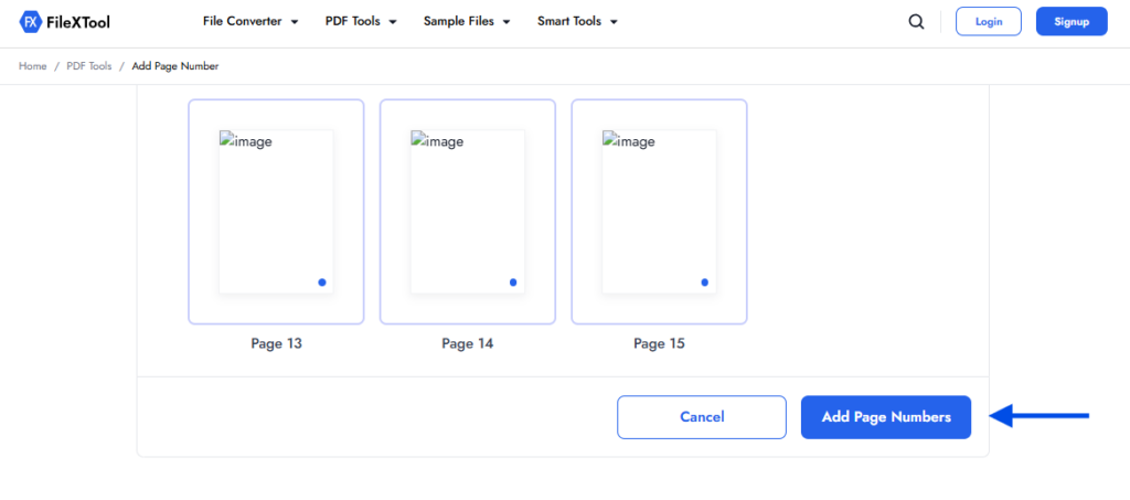 step 5 click on add page numbers