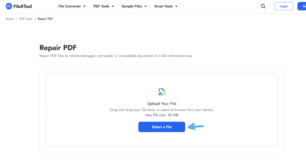 Upload the Corrupted PDF File