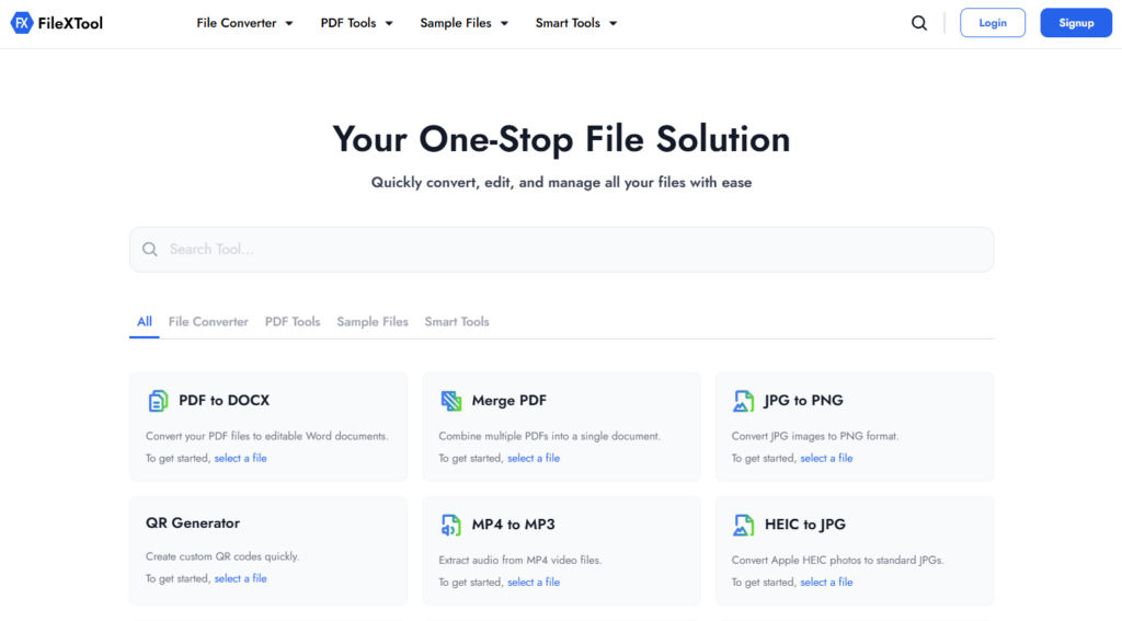 step 1 open the filextool-website