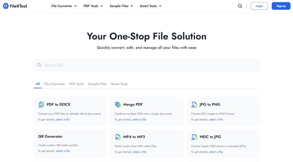 step 1 open the filextool-website
