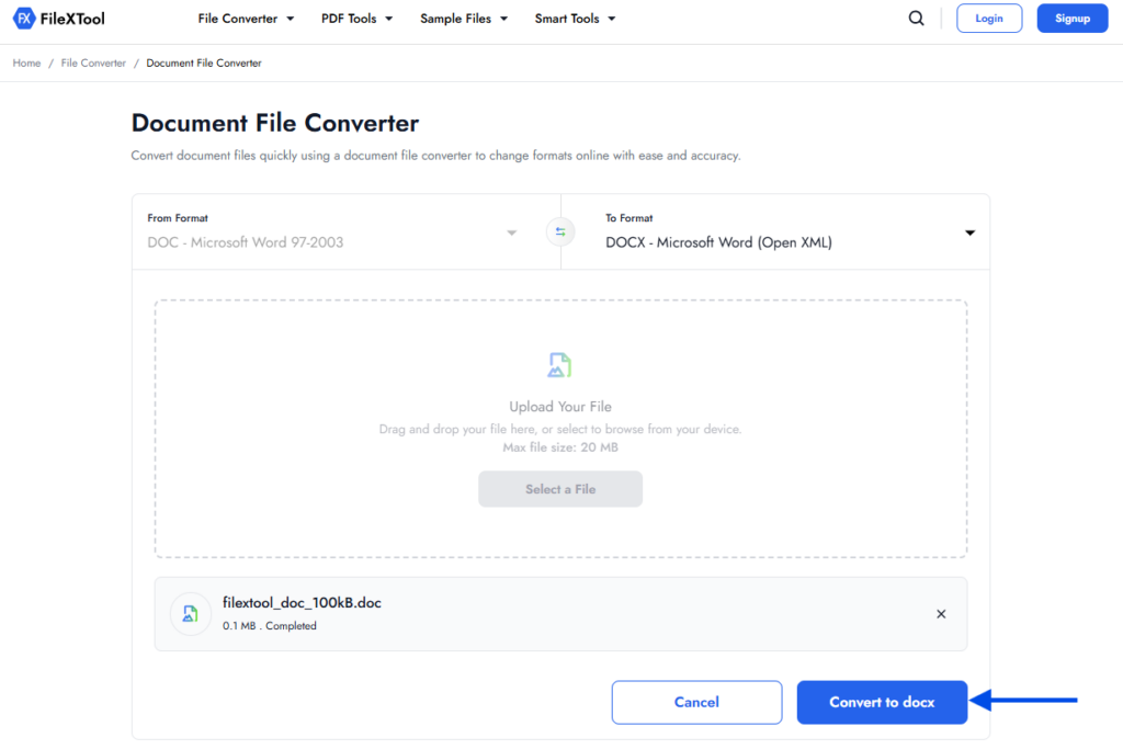step 5 click on convert to docx