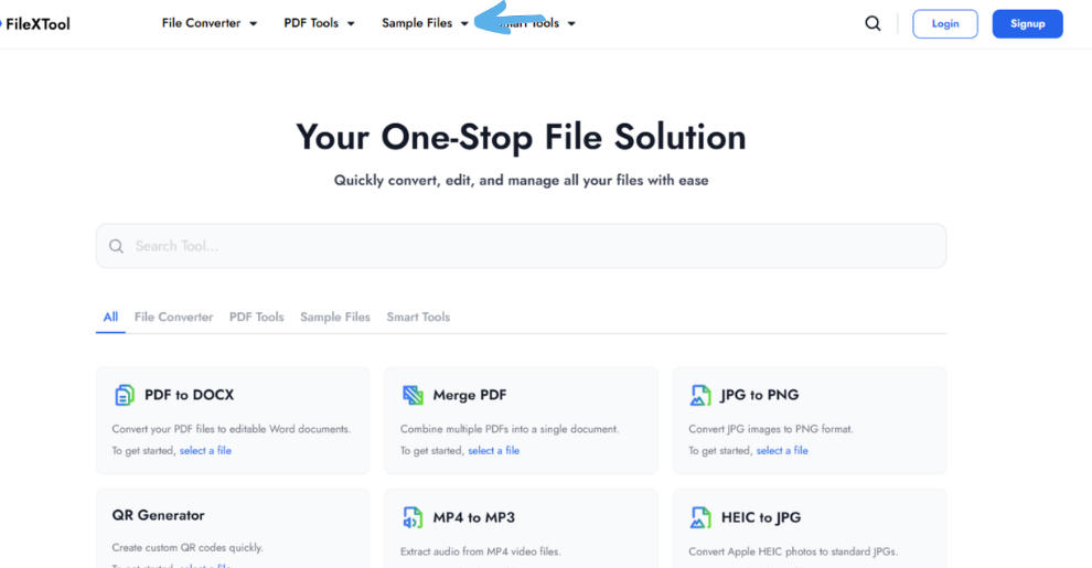 navigate to the sample files section